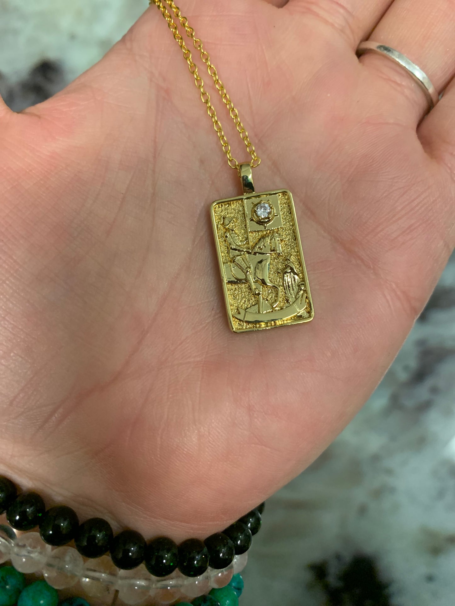 Tarot Major Arcana Pendant Necklace w Chain - Gold Plated