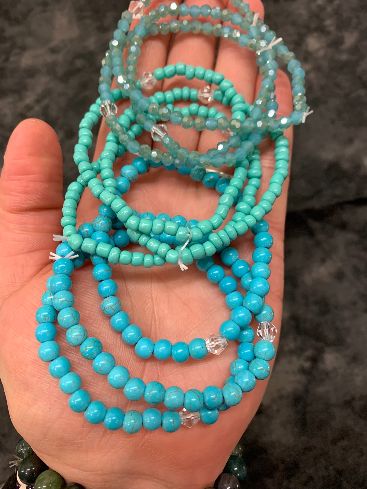 Pearl Aqua Shawol SHINee stackable bracelets